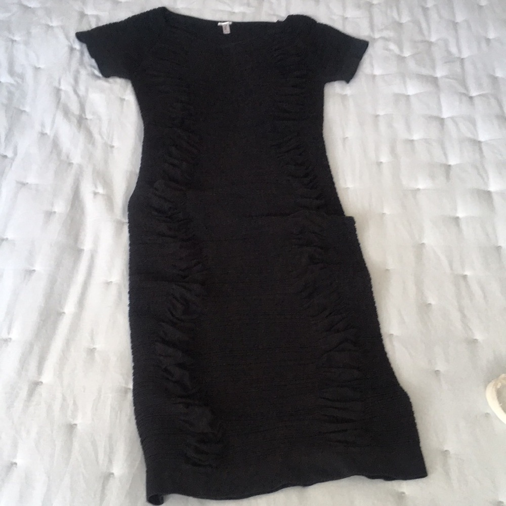 Little Black Rushed Dress